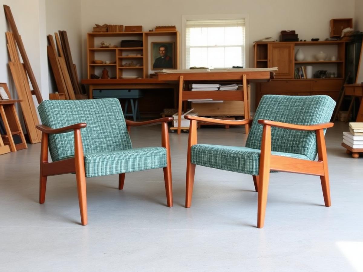 Mid-century lounge chair pair